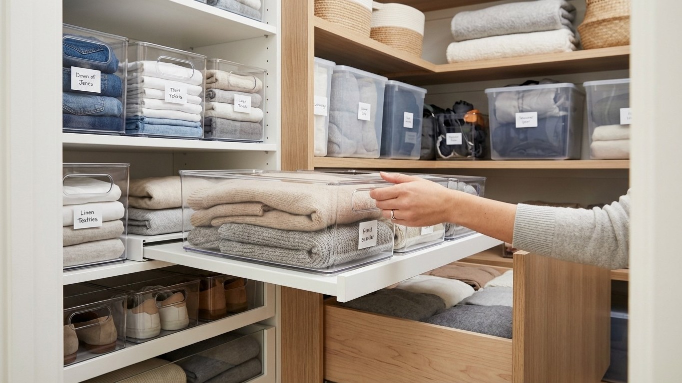 Optimiser un placard profond : bacs, coulissants et accès sans tout vider