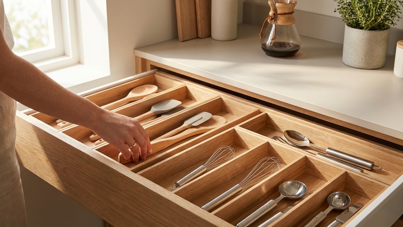 Organisateurs de tiroirs cuisine : modèles, dimensions et configuration optimale