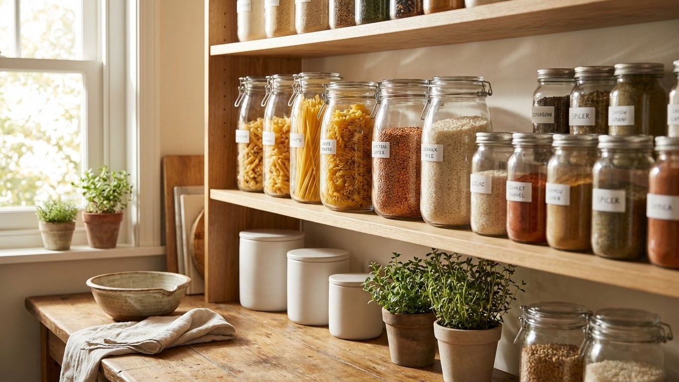 Organisation des provisions : bocaux, vrac et placard alimentaire bien pensé