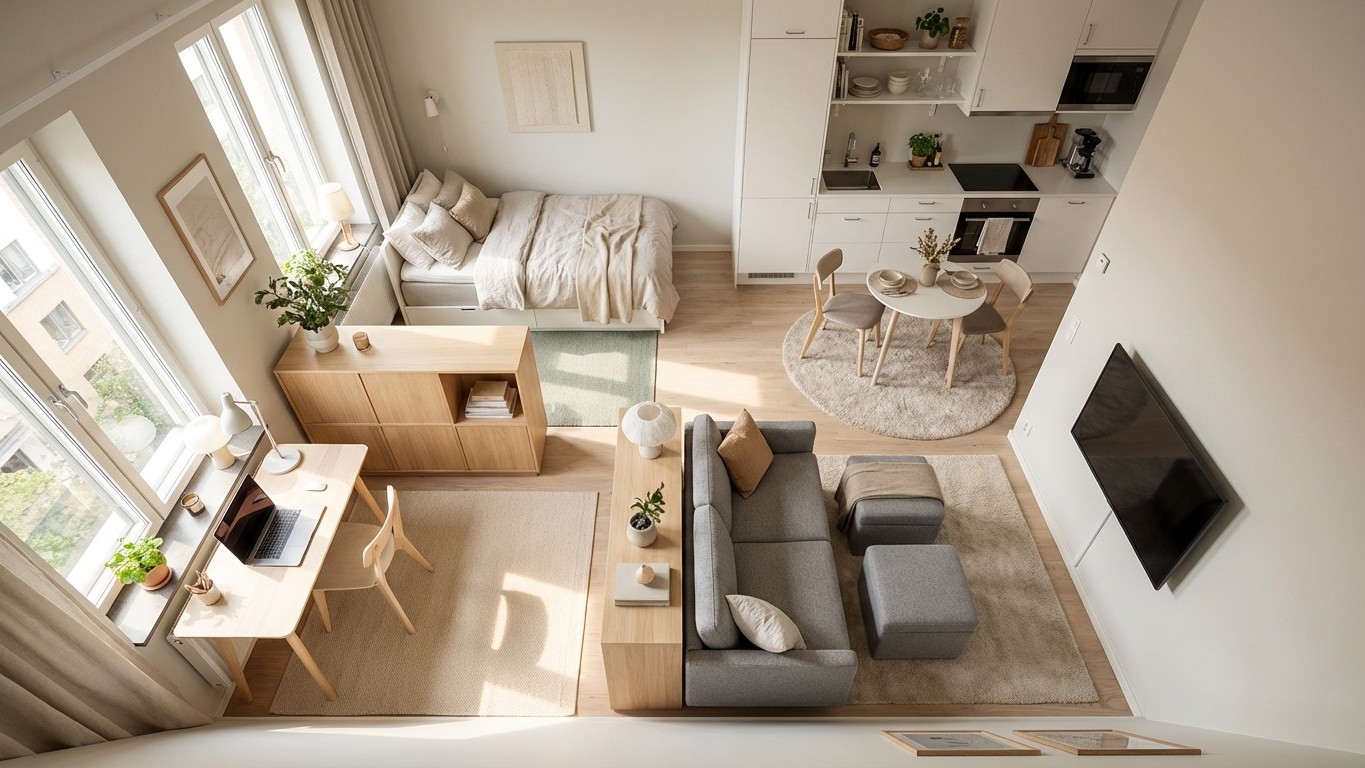 Organisation studio 20m2 : zones, meubles malins et circulation fluide