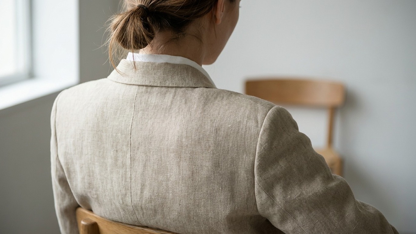 Les tailleurs cousent cette pièce invisible au dos du blazer en lin et plus personne ne voit la transpiration