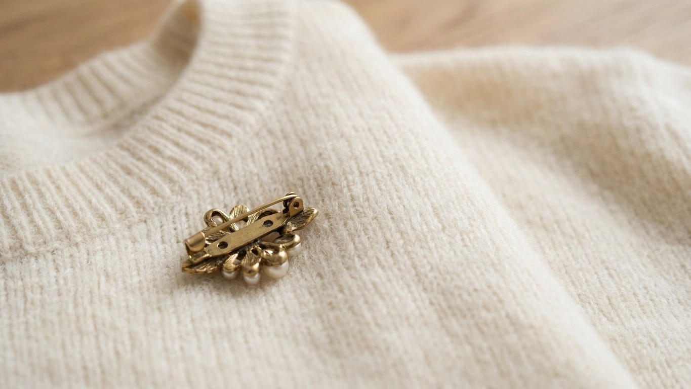 Je portais ma broche sur mon pull en maille toute la journée : quand j'ai vu le trou au lavage, j'ai compris mon erreur