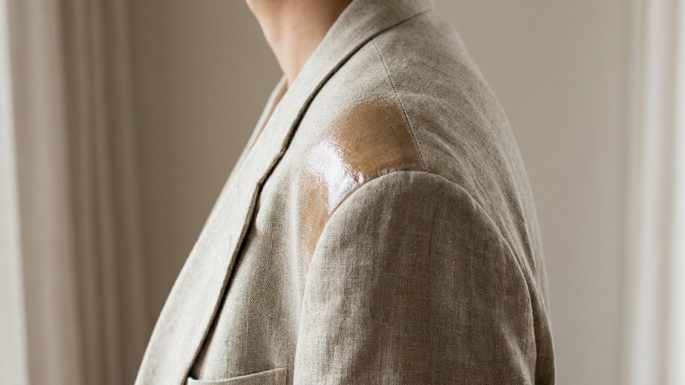 J'ai repassé mon blazer en lin au fer chaud comme une chemise : en le posant sur l'épaule, j'ai vu les reflets brillants q...
