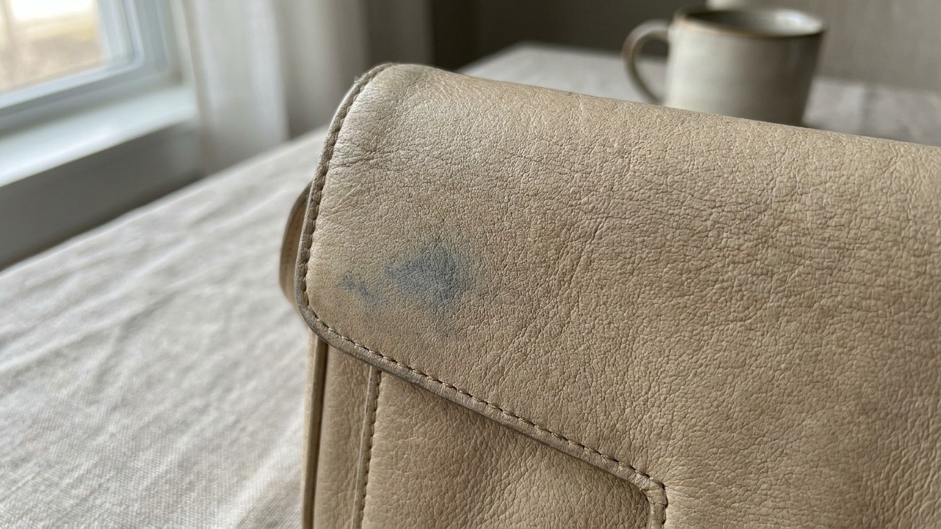 J'ai porté mon jean brut avec mon sac en cuir clair juste une journée d'été : quand j'ai vu ce que le frottement avait lai...