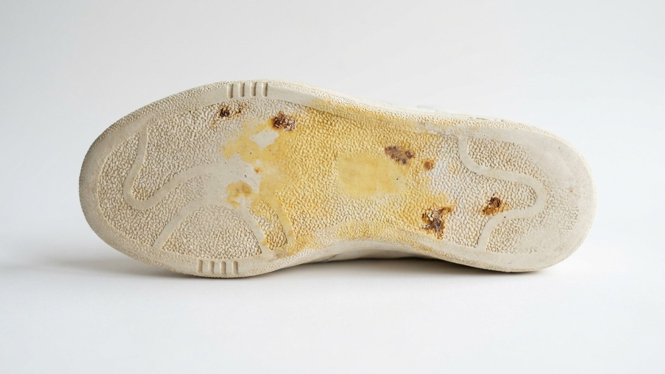 Je frottais mes baskets blanches à la javel pour les raviver : quand j'ai vu ce qui apparaissait sur les semelles, il étai...