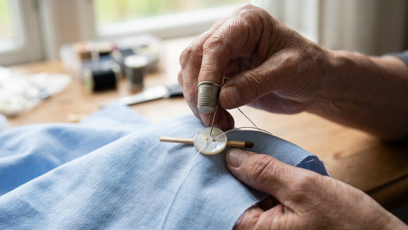 Je changeais les boutons de mes chemises deux fois par an en accusant la machine : une couturière m'a montré le millimètre...