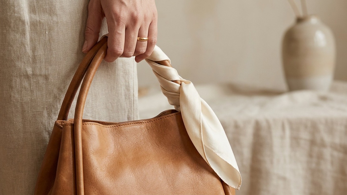 Ma mère glisse toujours quelque chose entre l'anse de son sac et son foulard en soie et ce n'est pas pour décorer