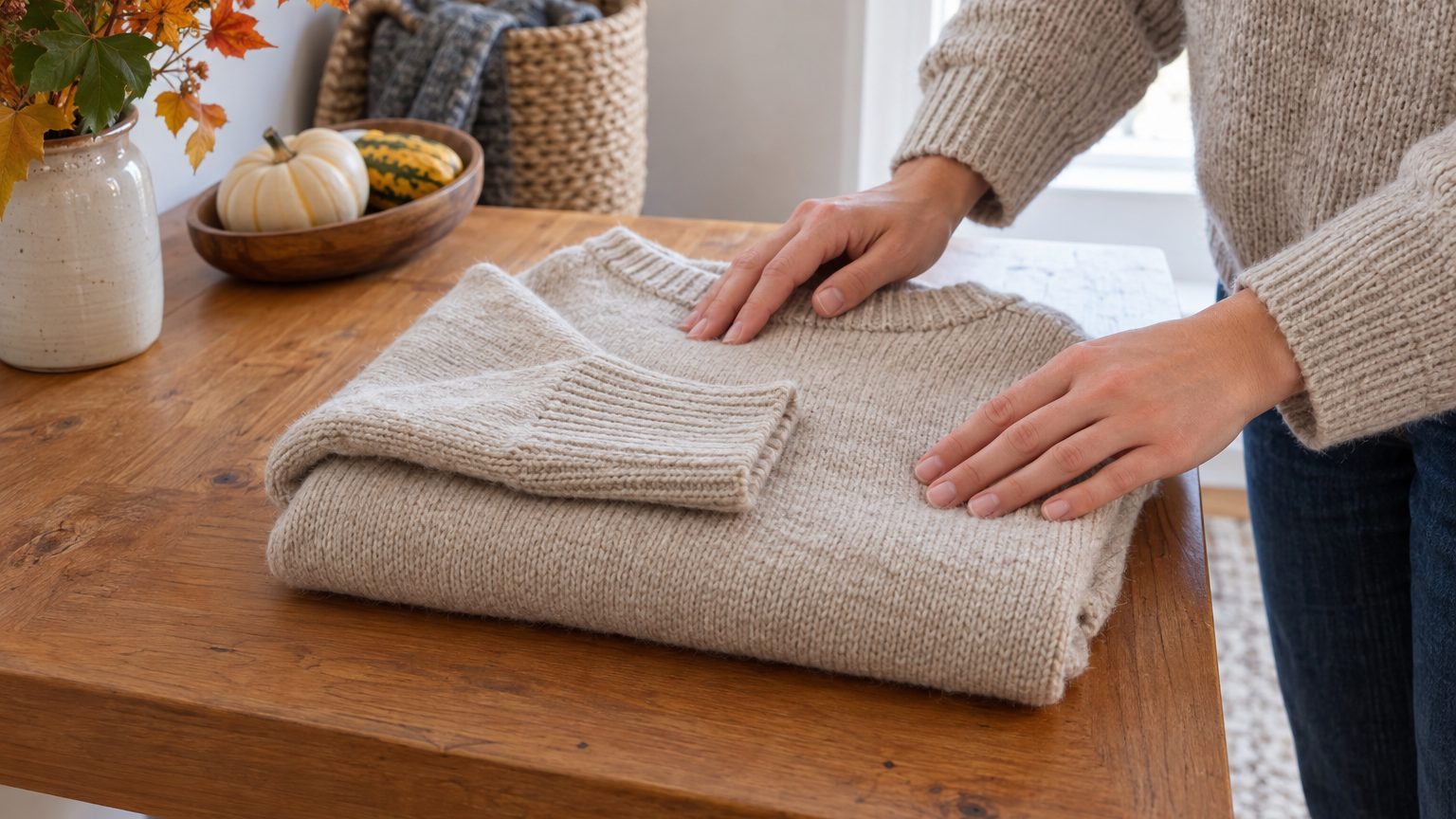 Plier ou suspendre un pull en laine : la bonne méthode pour ranger ses pulls sans les déformer