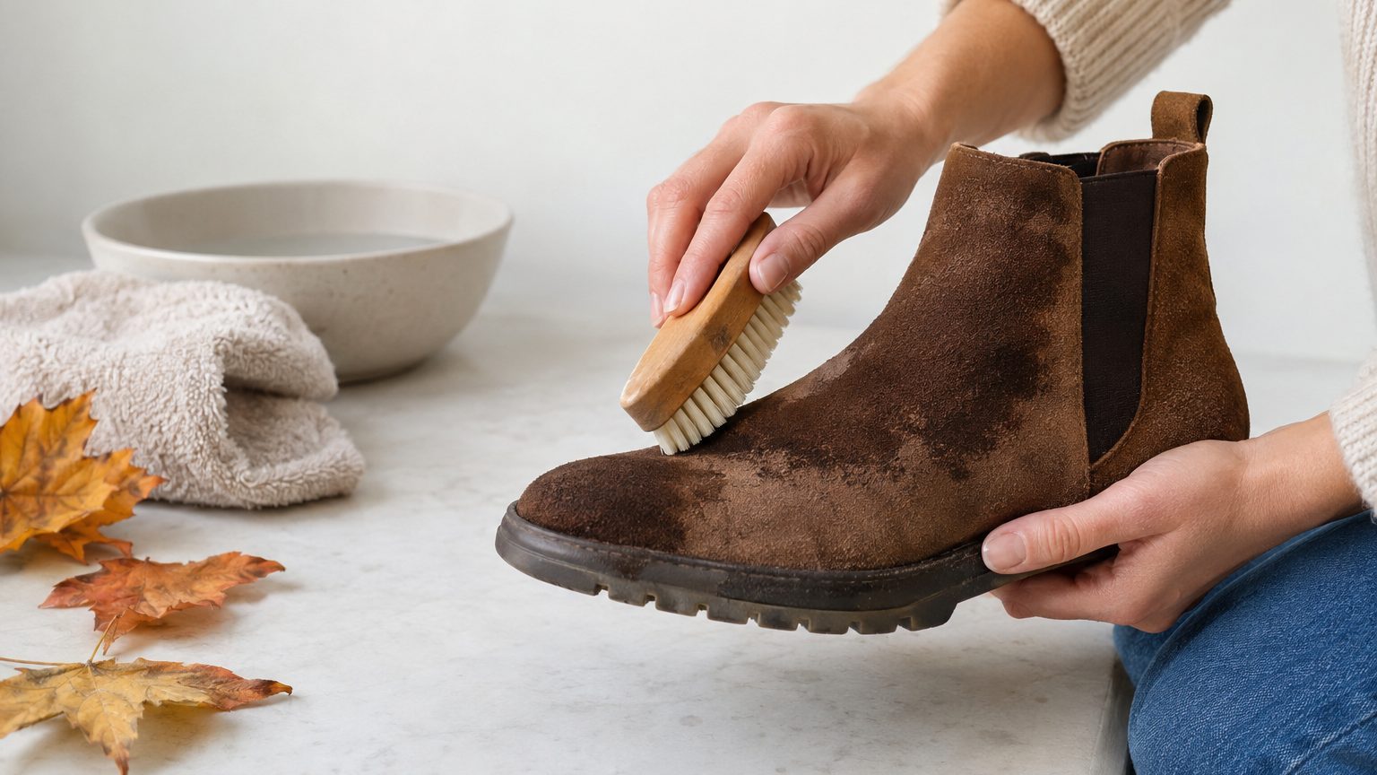 Taches d'eau sur bottes en daim : comment faire disparaître les auréoles sans abîmer le cuir